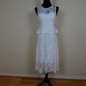 Lilly Pulitzer Lace Dress Women's Size 0 White Sleeveless Midi Peplum